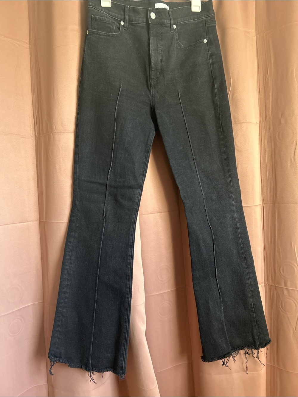 LOFT Black Flare Jeans with Raw Hem Detail